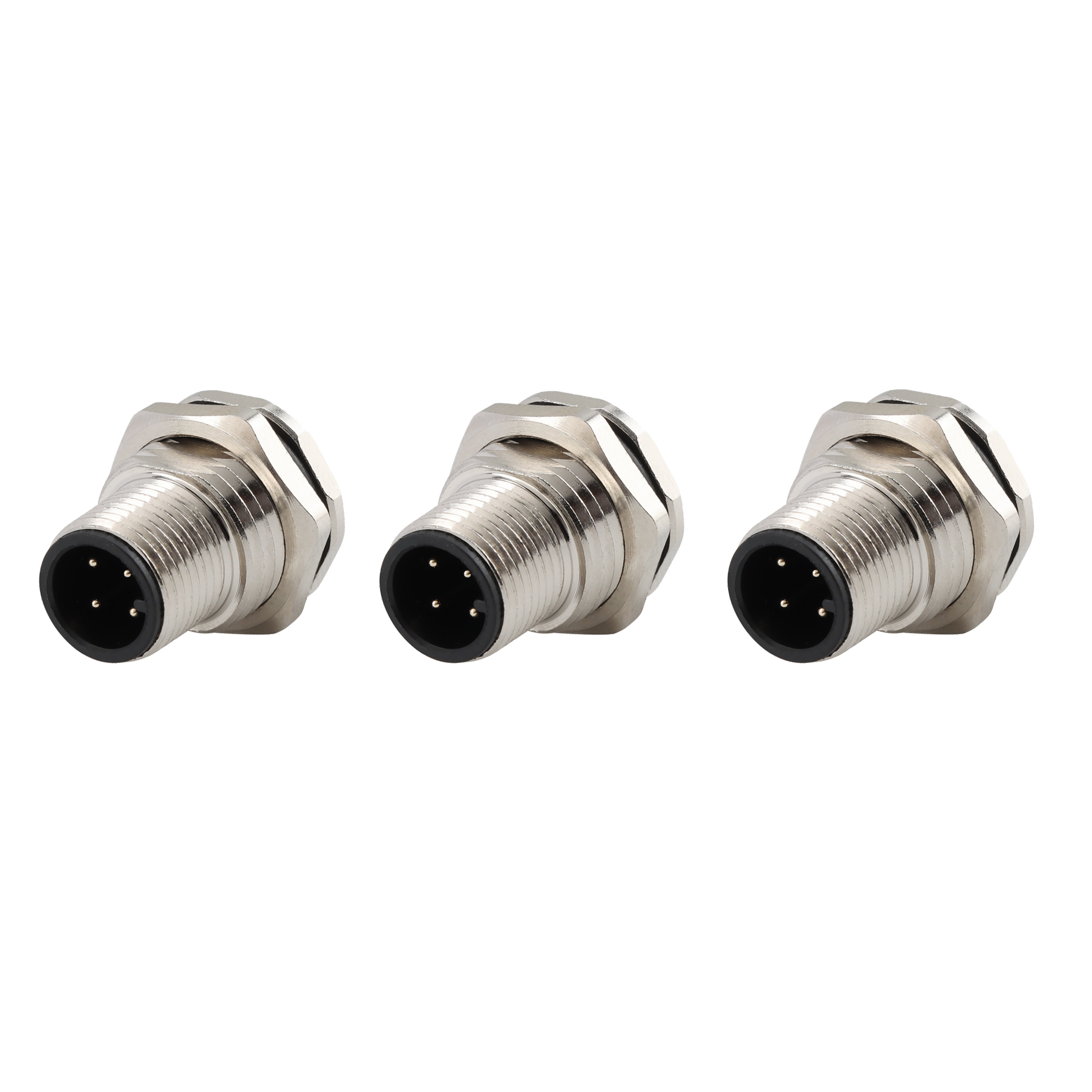 Sensor M12-4-core Industrial Connector Type A plug PCB plate mounted metal male and female connectors