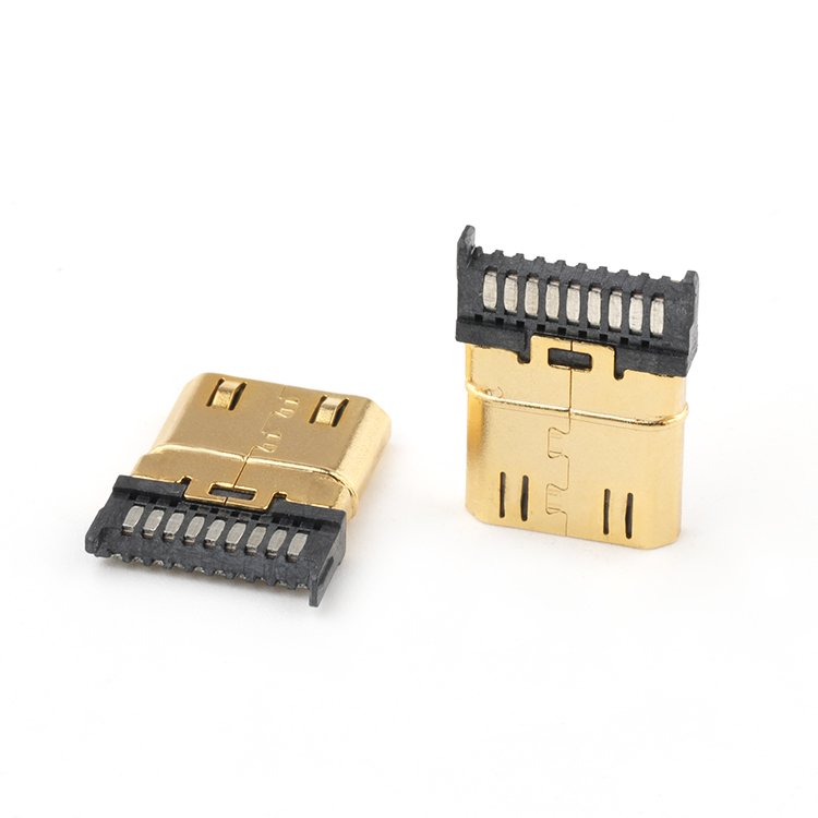 Gold Plating 19Pin High Definition Multimedia Interface C Male Plug Connector with Wire Soldering