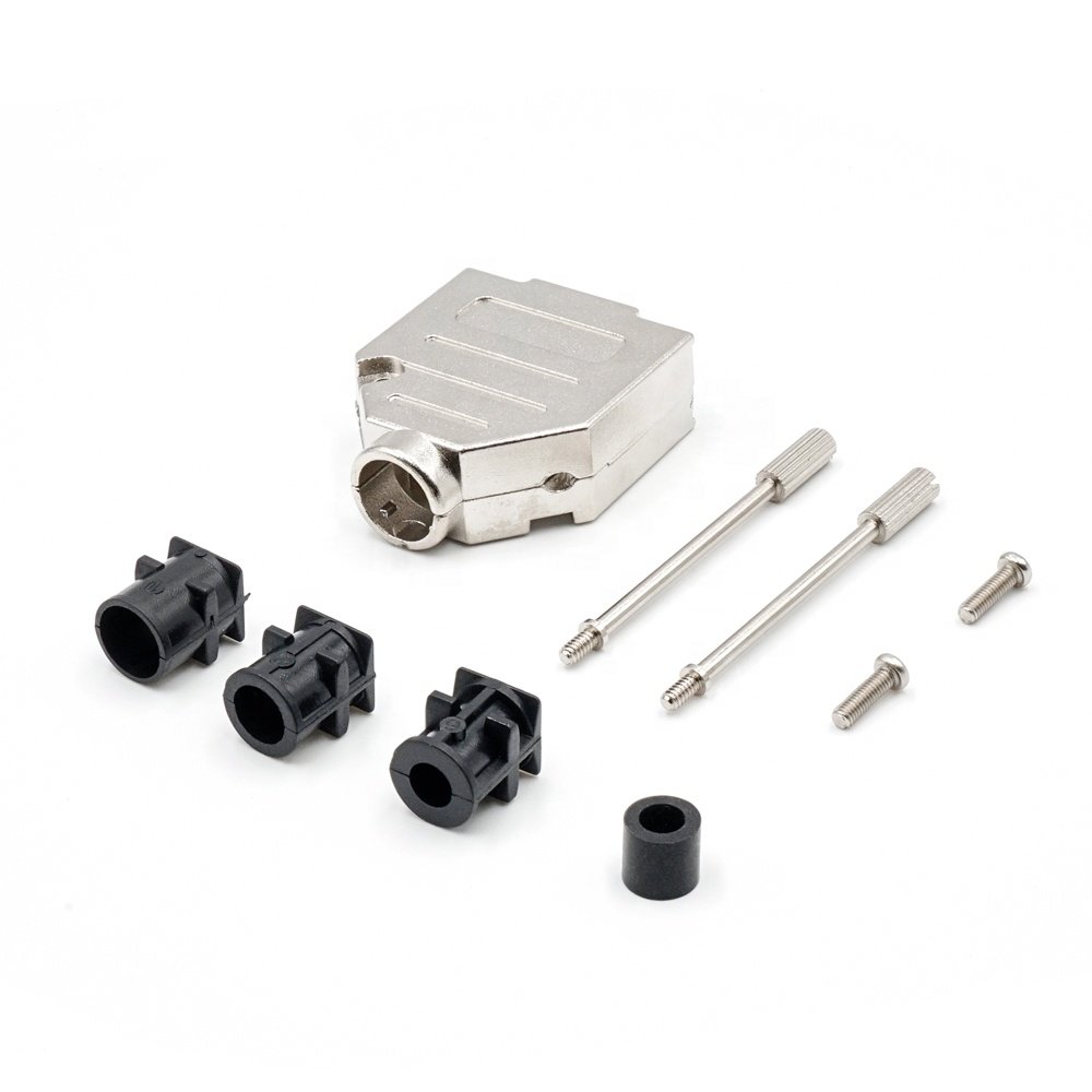 LECHUAN Factory Supply 15 Position D-SUB Connector Two Piece Backshell Zinc-Plating Straight 15P Metal Hood Kit