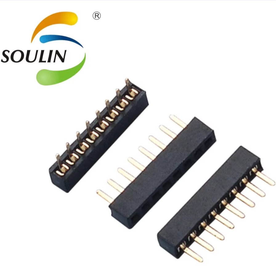 Soulin Shenzhen Factory SMD SMT Single Dual Row Female Header 2.54mm 1.27mm 1mm Pitch 2-40 Pin Male Socket PCB Connector