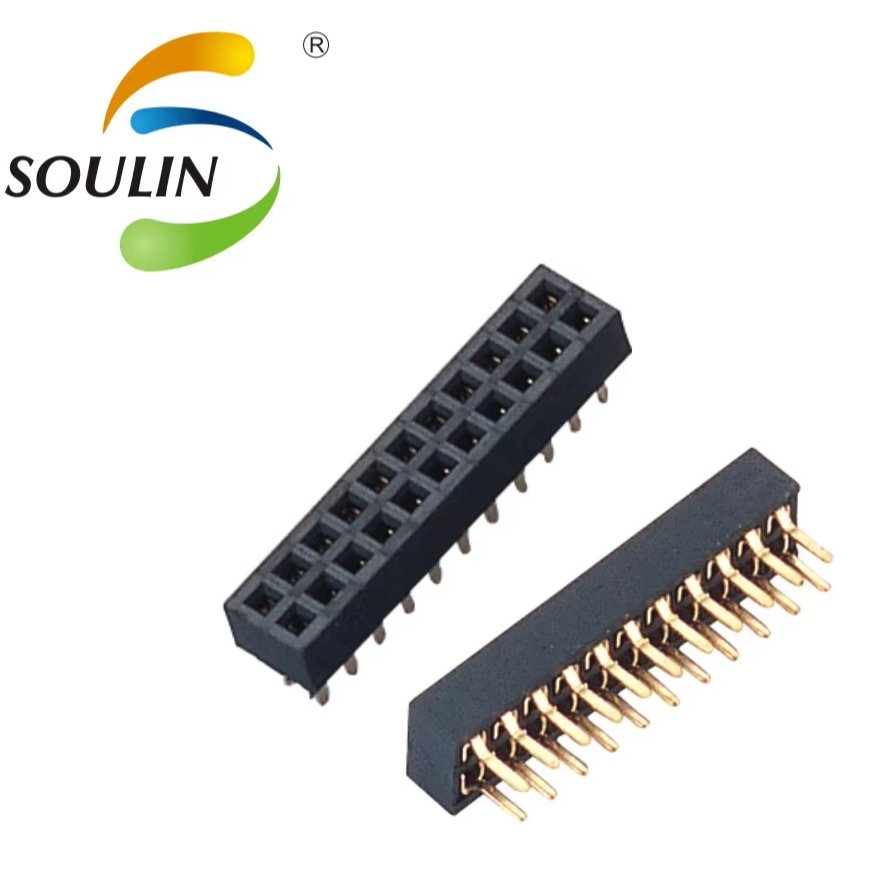Soulin Shenzhen Factory SMD SMT Single Dual Row Female Header 2.54mm 1.27mm 1mm Pitch 2-40 Pin Male Socket PCB Connector