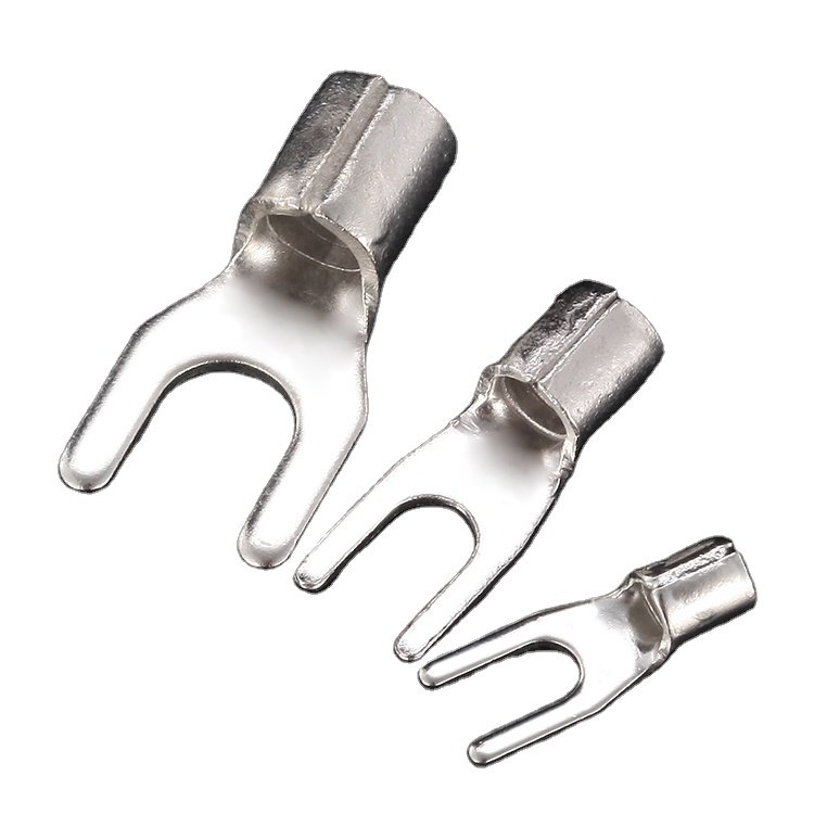 Copper bare Non Insulated lugs SNB series Screw Terminal U Type Cable Wire Electrical Fork Spade Crimp Terminal Connectors