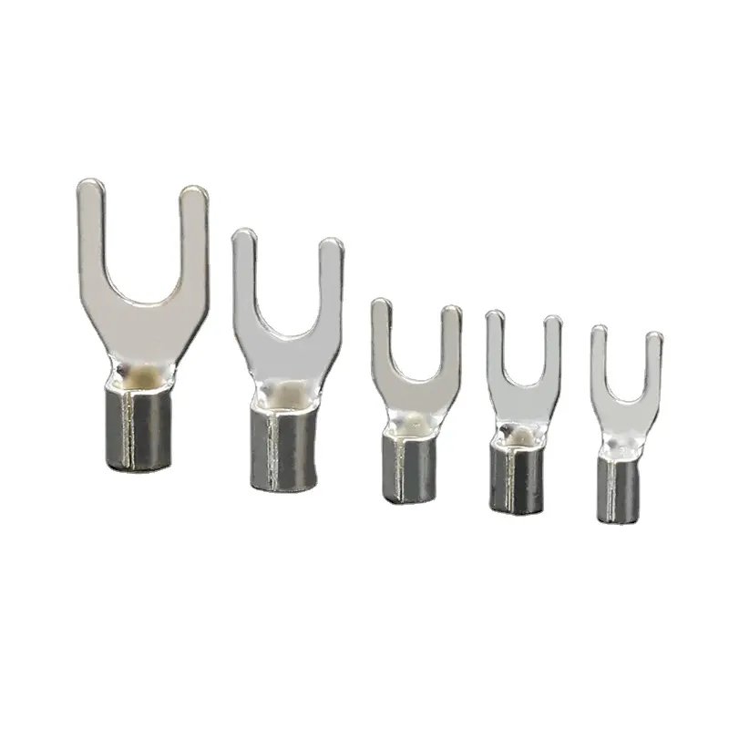 Copper bare Non Insulated lugs SNB series Screw Terminal U Type Cable Wire Electrical Fork Spade Crimp Terminal Connectors