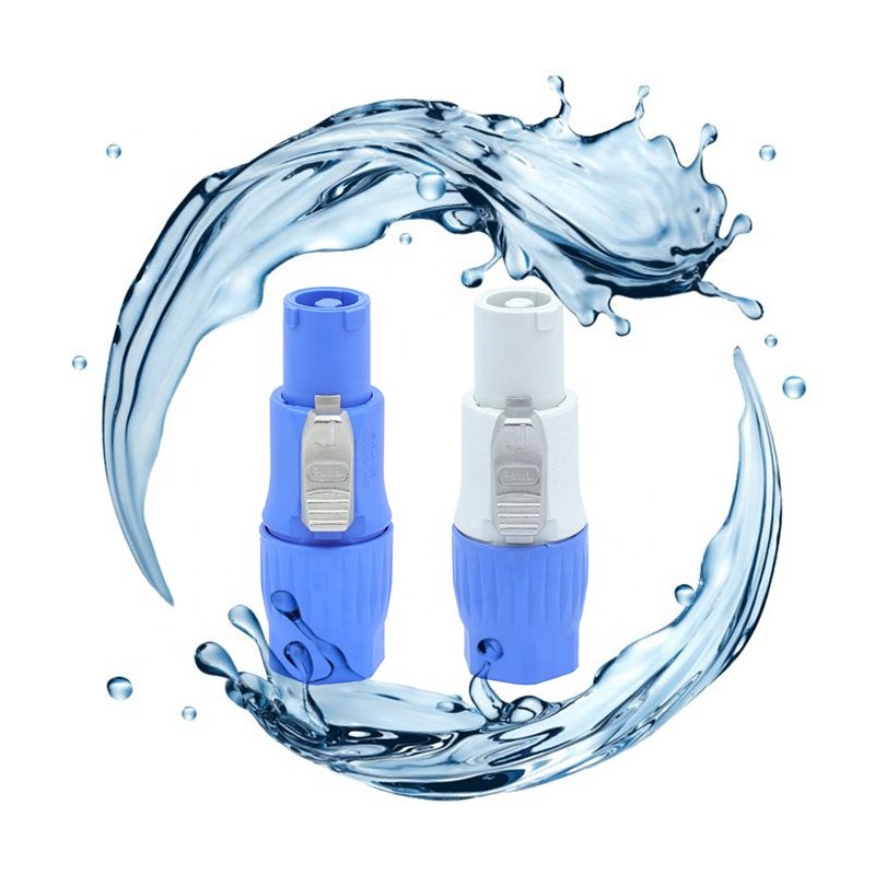 R Connector Waterproof 3 pin Powercon Male Plug Connector Led Powercon Connector for Power Supply Blue Light Grey Color