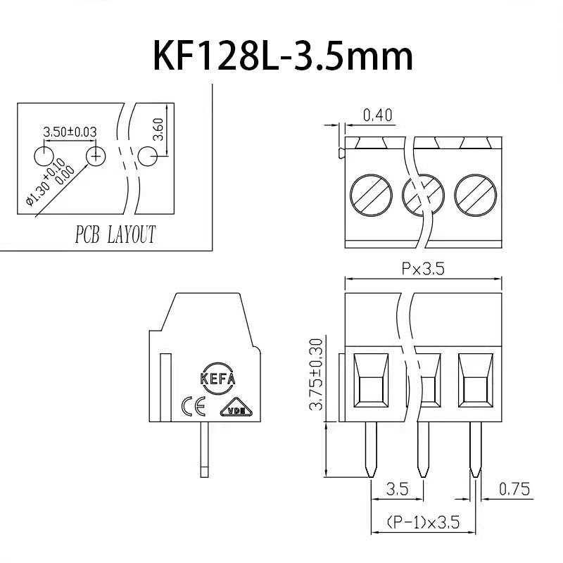 Factory price KF128L KF128H 3.5mm terminal European double row screw type PCB terminal connector