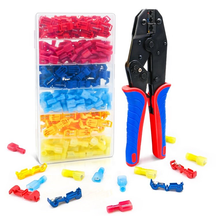 120PCS T-Tap Self-Sreipping Quick Splice Full Insulated Male Disconnectors Spade Automotive Crimp Wire Terminals Connector Kit