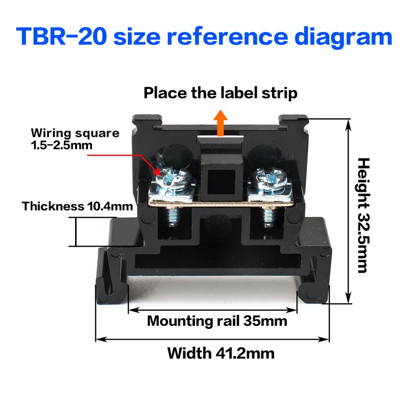 TBR-20 busbar wring board wire connector 200pcs/box 20A brass insulation flame retardant din rail type wiring terminal block