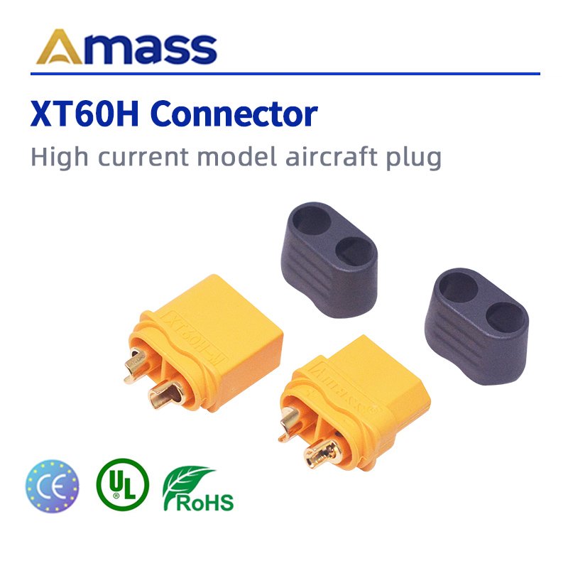 Amass XT60H Connector Yellow Male and Female with Protective Sleeve Aeromodelling Plug