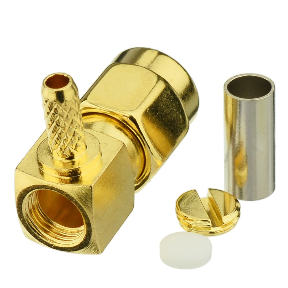 SMA Male Plug Right Angle Crimp Connector for RG174 RG316 Cable
