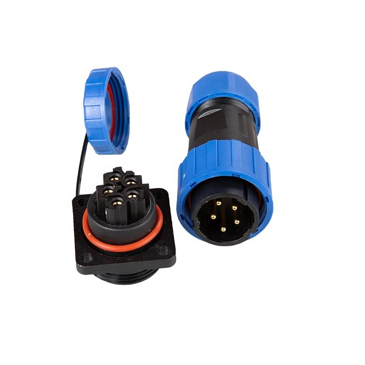 Solder-free screw TY20 Square 5 Pin connection IP68 Panel Mount 10A Male Female Power Plug Circular Waterproof Connectors