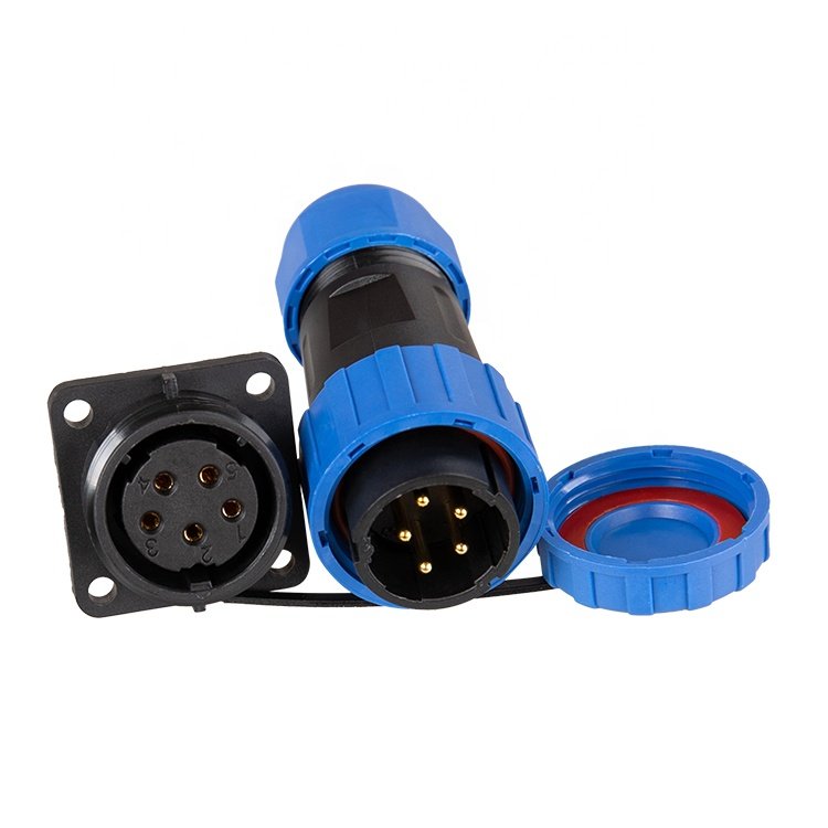 Solder-free screw TY20 Square 5 Pin connection IP68 Panel Mount 10A Male Female Power Plug Circular Waterproof Connectors