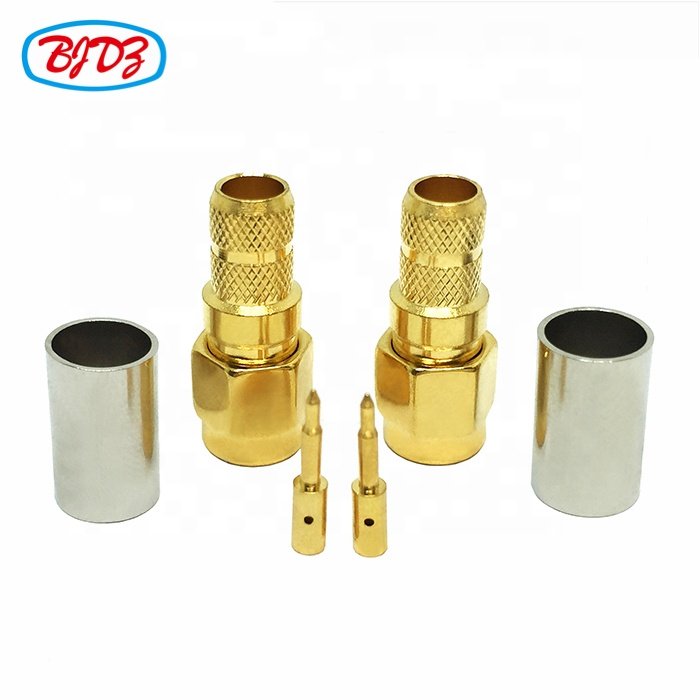 Factory directly SMA male crimp Plug connector for LMR240 LMR-240 H155 H-155 RG59 RG8X cable RF Coax Coaxial connectors in stock