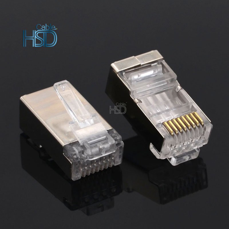 100pcs/bag Cat6 FTP Shielded Ethernet Connector Rj45 8p8c Network Cable Connectors Outdoor Inline Lan Male Connector Cat6 Price