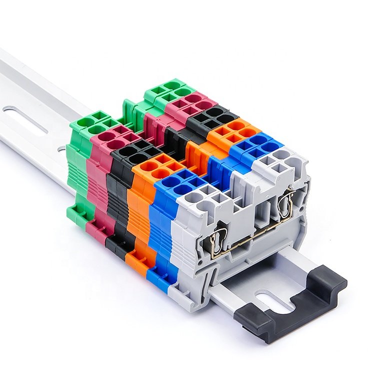 ST2.5 24-12AWG Feed Through Quick Pluggable Cable Wire Connector Electrical Screwless Connection Spring Din Rail Terminal Blocks