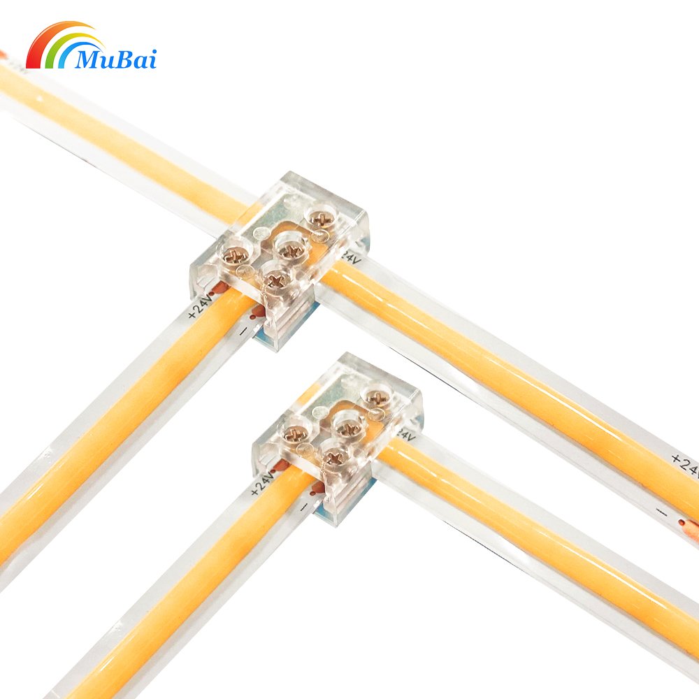 T Shape L shape 2 Pin 8mm 10mm Solderless Transparent Screw LED Strip Light Connector for 12V 24V Single Color LED Light Strip