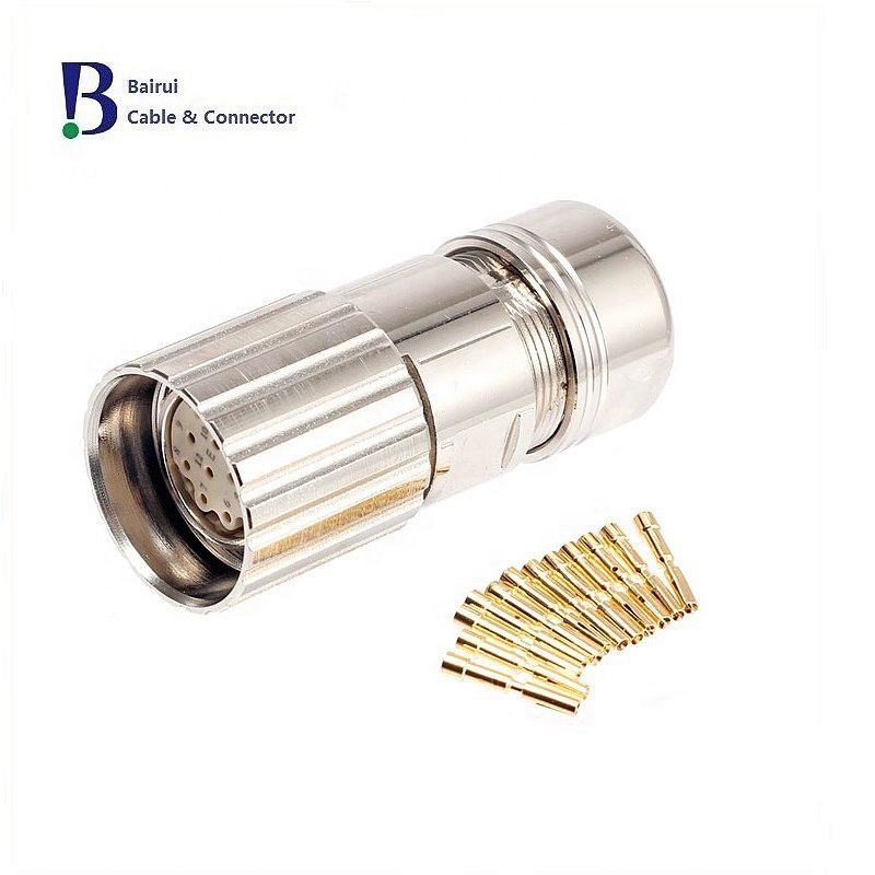 M23 Cable Mount Connector,6 7 9 12 17 Pole Socket 623 Series With Cable For Industrial Automation Signals