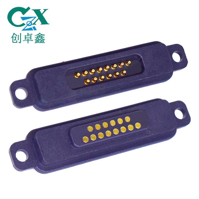 14pins PCB Magnet Spring 2A Current brass Right angle pogo pin magnetic connectors