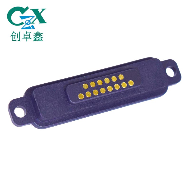 14pins PCB Magnet Spring 2A Current brass Right angle pogo pin magnetic connectors