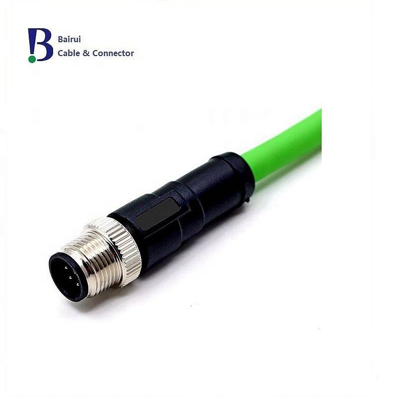 Bairui Circular Sensor M12 8 Pin A B D X-Coded Male Connector to RJ45 Cable Waterproof IP67 For Ethernet Signals