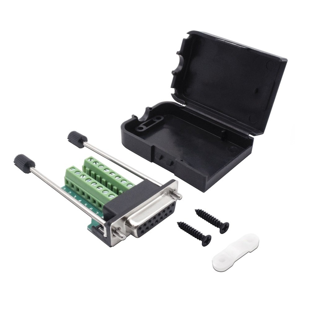Dsub 15 Pin Connector Female with Black Shell Screw Driver VGA Adapter with Front Rivet Nut Curent 5A for VGA Projector