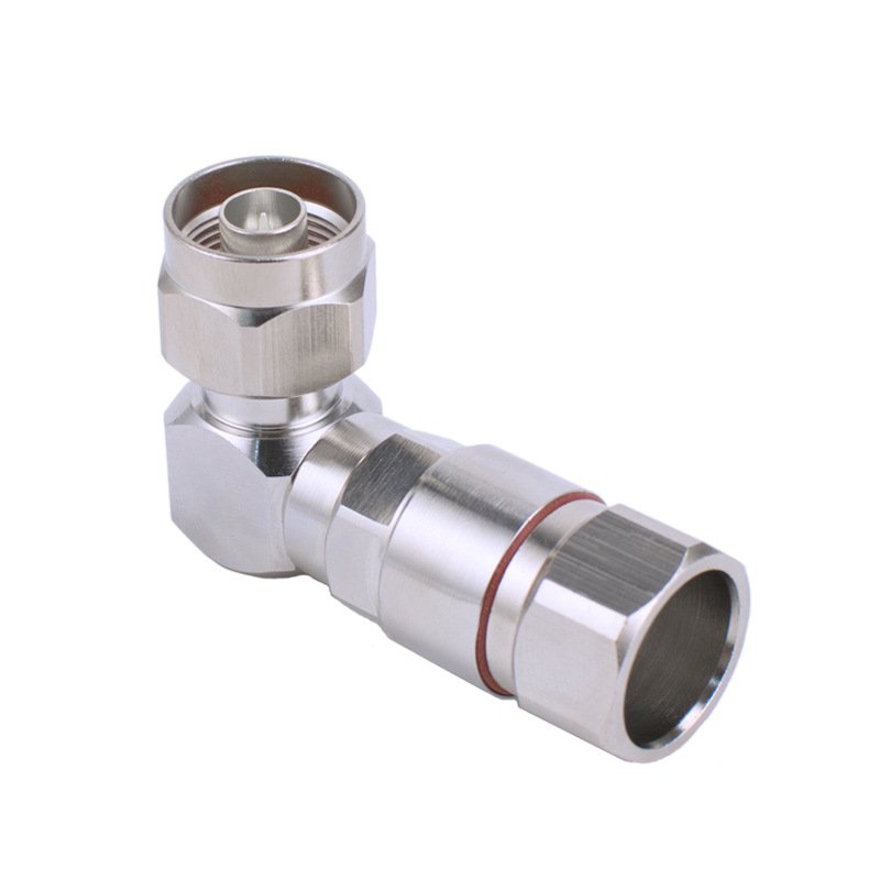 N Male Right Angle Low PIM Connector Clamp/Non-Solder Contact Attachment for 1/2" Flexible Cable