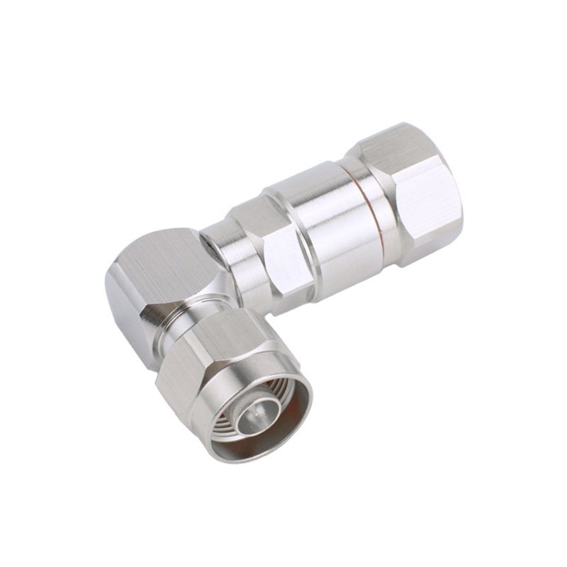 N Male Right Angle Low PIM Connector Clamp/Non-Solder Contact Attachment for 1/2" Flexible Cable