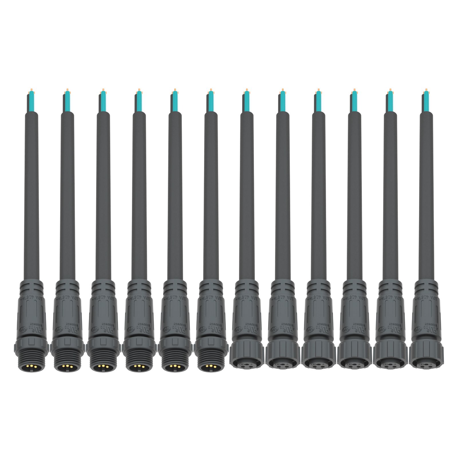 Approved UL Certificate IP67 power cable connector M12 pre-wire male and female plug with 3 core 18AWG cable for outdoor