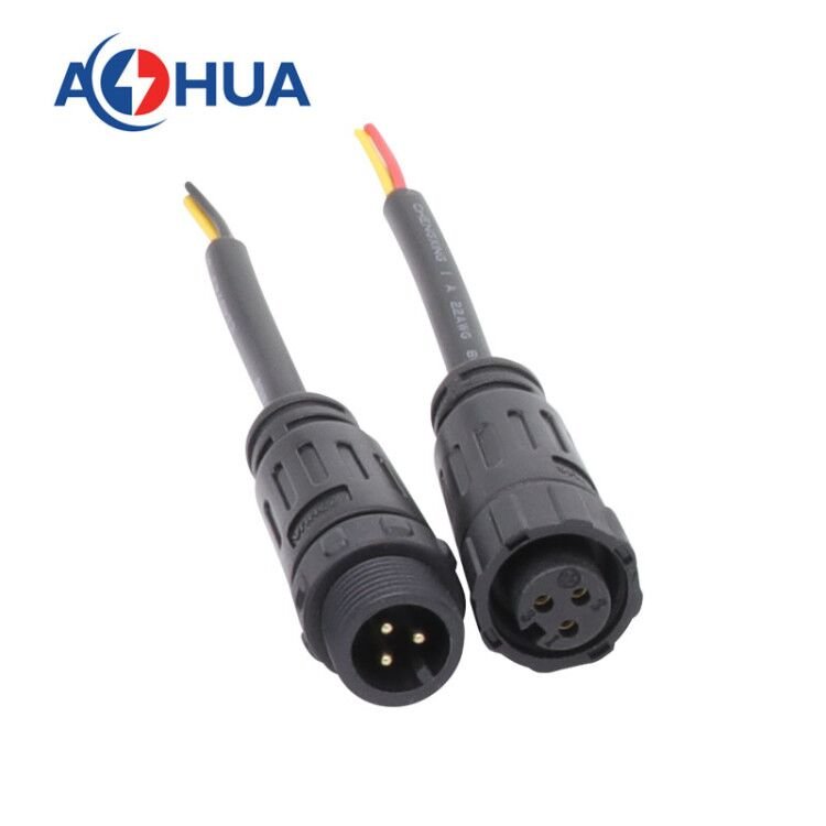 Approved UL Certificate IP67 power cable connector M12 pre-wire male and female plug with 3 core 18AWG cable for outdoor