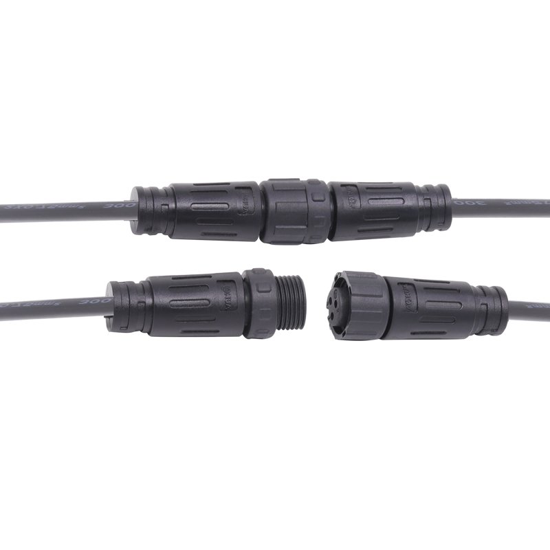 Approved UL Certificate IP67 power cable connector M12 pre-wire male and female plug with 3 core 18AWG cable for outdoor