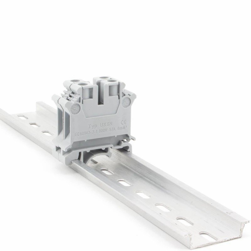 Electrical Connector Din Rail Uk-6n Connect Terminal Block 57a 800v 0.2-6 Wire Range Fuse Terminal Block Connector