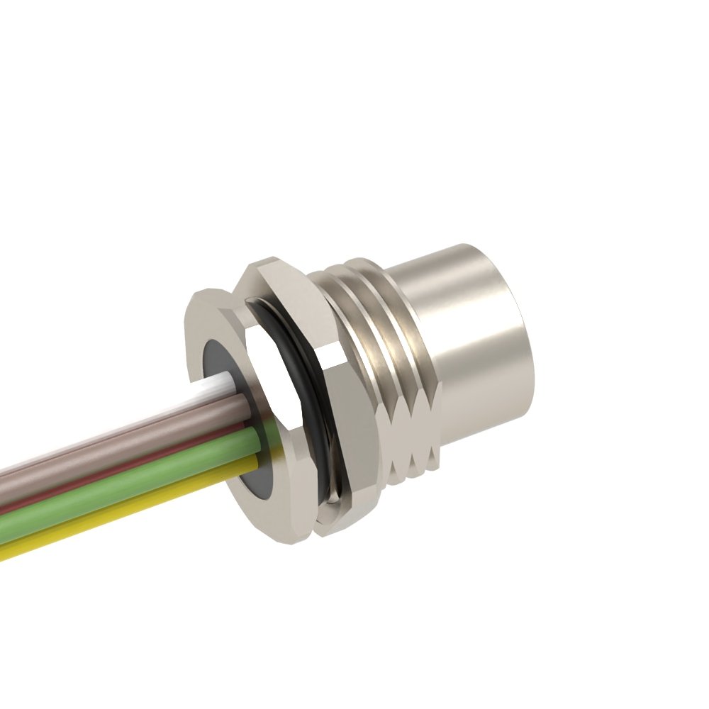 M12 rear panel 8pin mount connector female with wires IP67 panel mount M12 8pin female with wires connectors