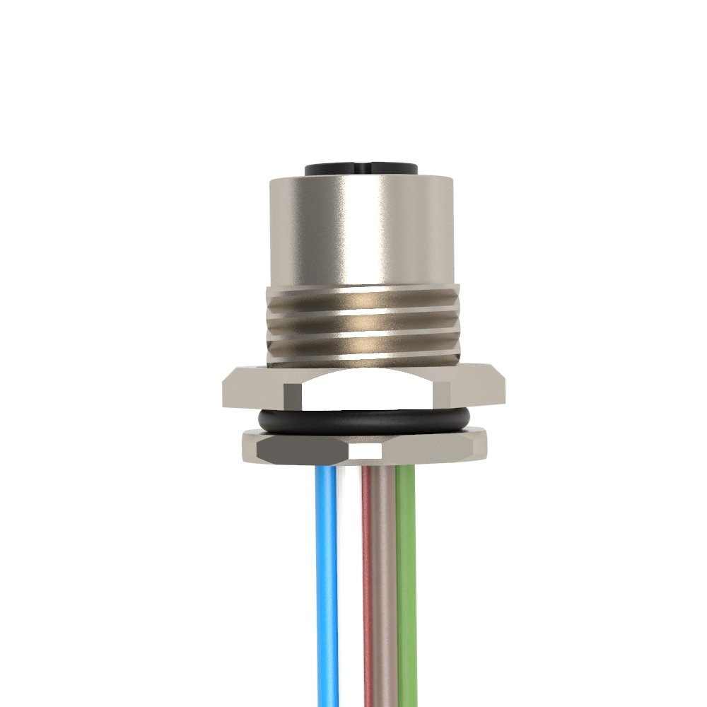 M12 rear panel 8pin mount connector female with wires IP67 panel mount M12 8pin female with wires connectors