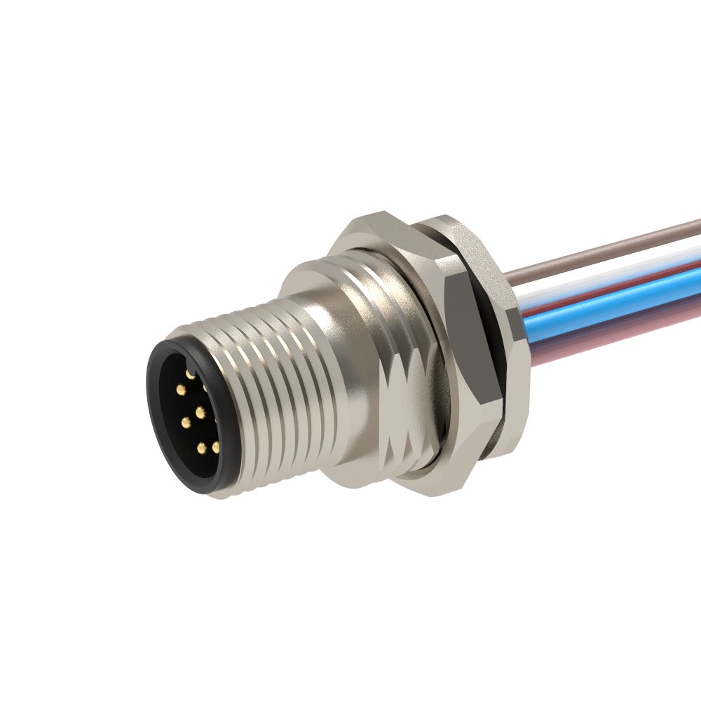 M12 rear panel 8pin mount connector female with wires IP67 panel mount M12 8pin female with wires connectors