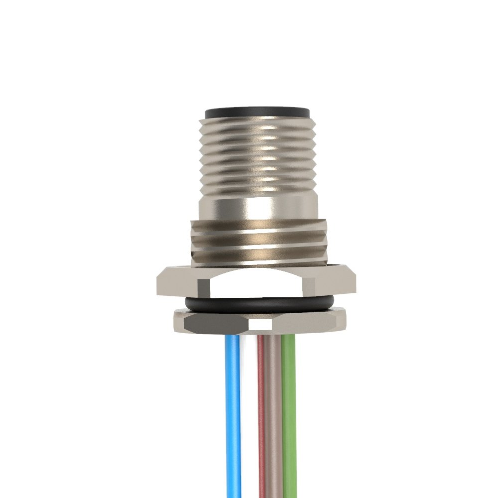 M12 rear panel 8pin mount connector female with wires IP67 panel mount M12 8pin female with wires connectors