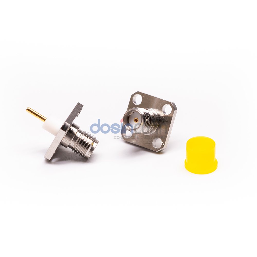 SMA Panel Mount Jack 4-Hole Flange Receptacles SMA RF Connector Solder PCB Mount