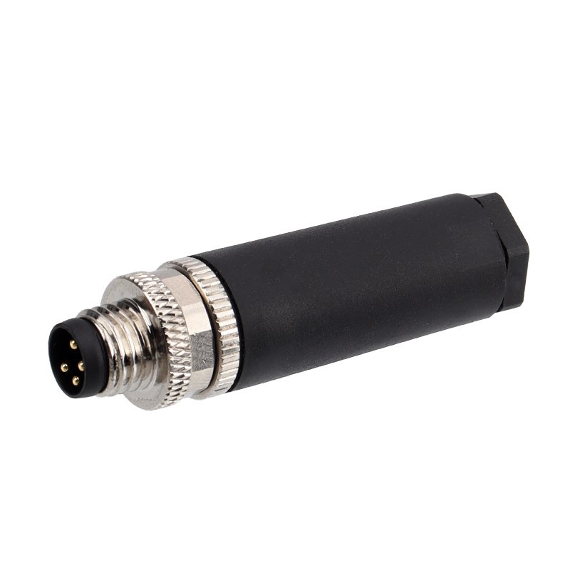 M8 assembly plug connector plastic tail pipe solder pin M8 un-shield connector