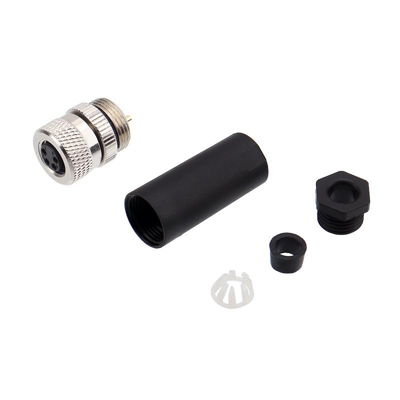 M8 assembly plug connector plastic tail pipe solder pin M8 un-shield connector