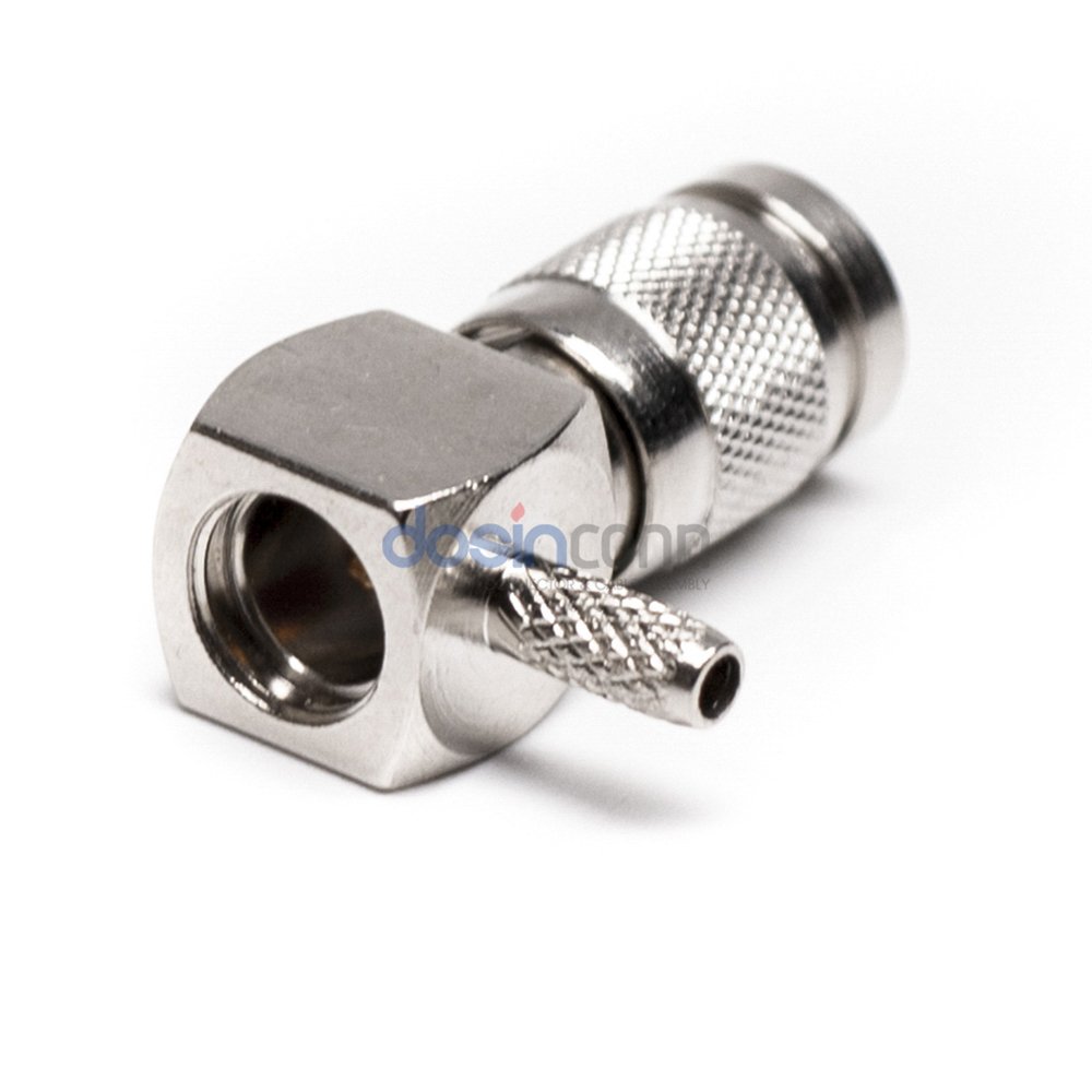 Right angle DIN 1.0-2.3 50 75 Ohm male connector crimp for RG179 coaxial cable