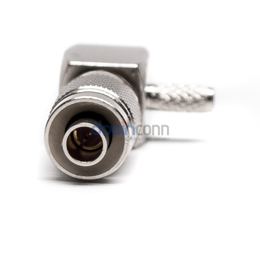 Right angle DIN 1.0-2.3 50 75 Ohm male connector crimp for RG179 coaxial cable