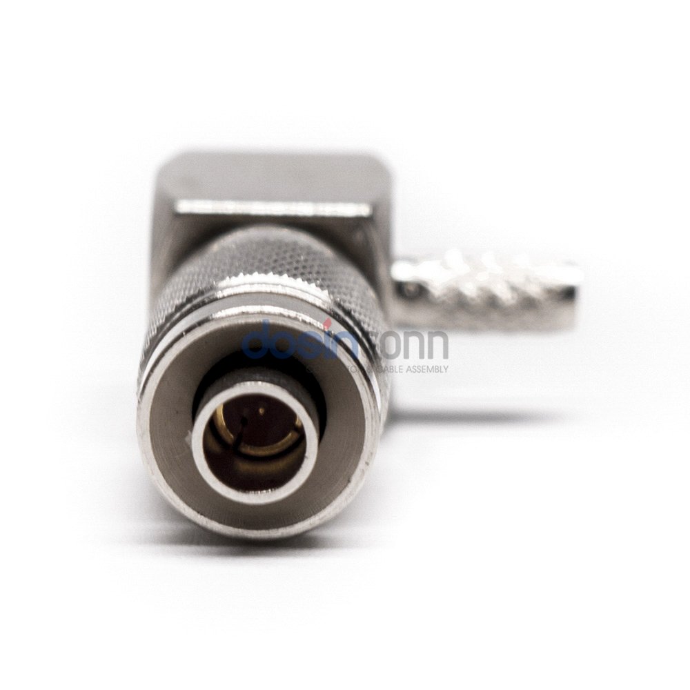 Right angle DIN 1.0-2.3 50 75 Ohm male connector crimp for RG179 coaxial cable