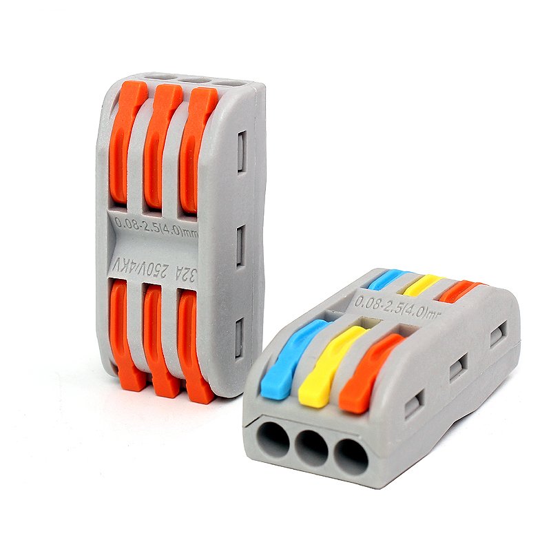 DF-2-3 colorful Lever handle 3 conductor Universal compact wire connector Push In Terminal Block
