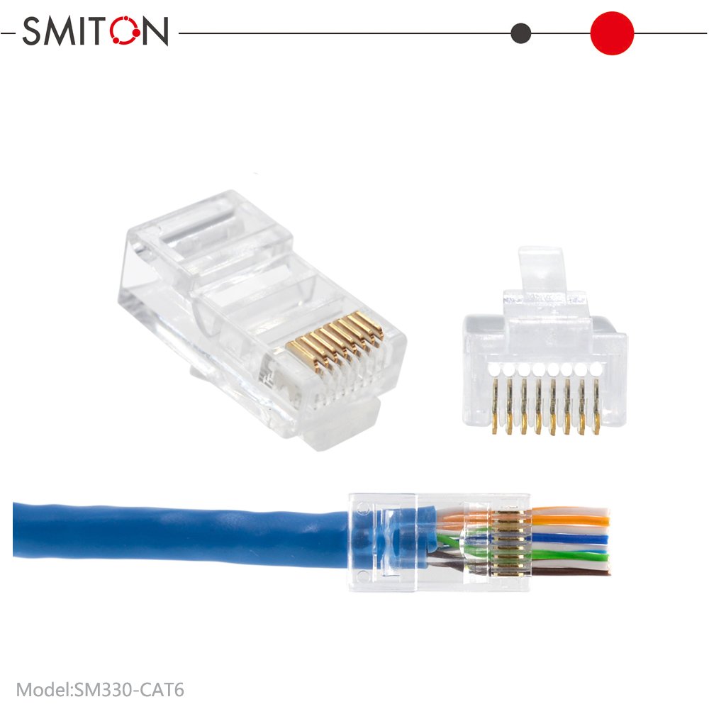 Through Hole Connector RJ45 Plug UTP CAT5 CAT6 UTP RJ45 Pass through Connector