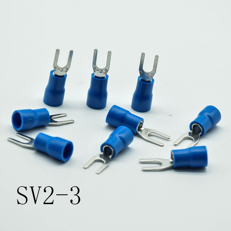 SV2-3/4/5/6/8 Blue Furcate Cable Wire Connector Furcate Pre-Insulating Fork Spade AWG Wire Crimp Terminals SV2.5