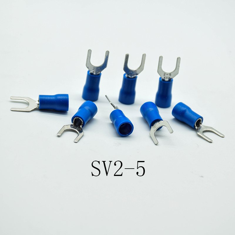 SV2-3/4/5/6/8 Blue Furcate Cable Wire Connector Furcate Pre-Insulating Fork Spade AWG Wire Crimp Terminals SV2.5
