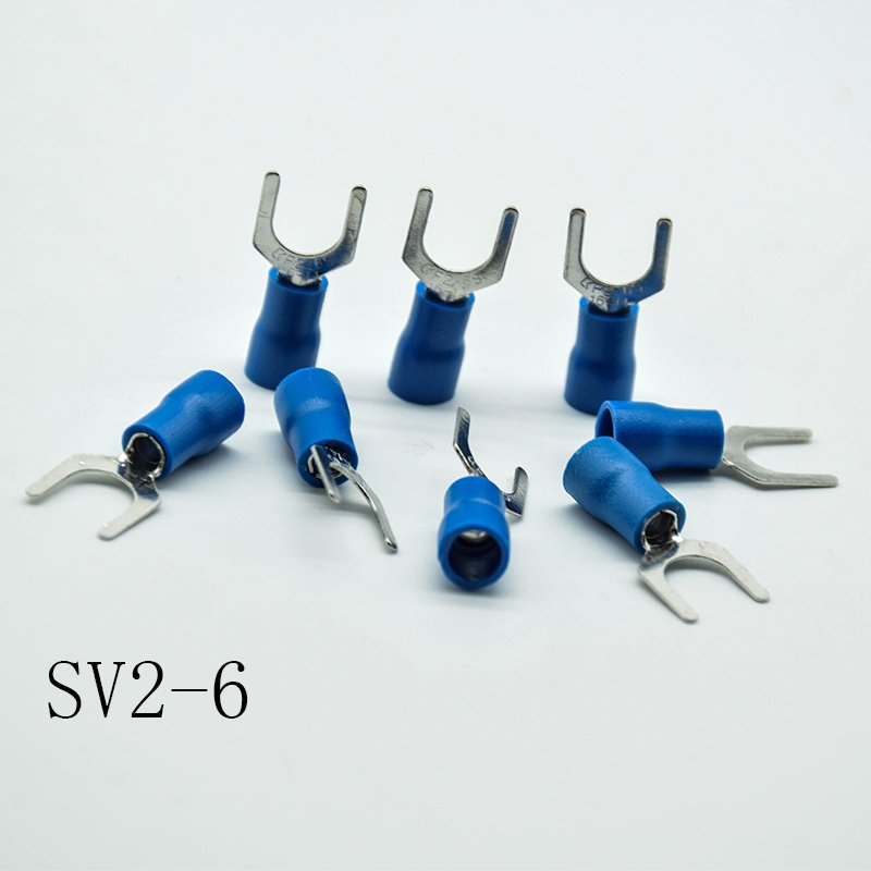SV2-3/4/5/6/8 Blue Furcate Cable Wire Connector Furcate Pre-Insulating Fork Spade AWG Wire Crimp Terminals SV2.5