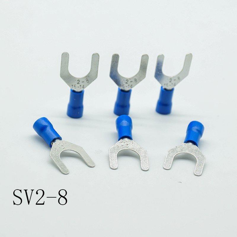 SV2-3/4/5/6/8 Blue Furcate Cable Wire Connector Furcate Pre-Insulating Fork Spade AWG Wire Crimp Terminals SV2.5