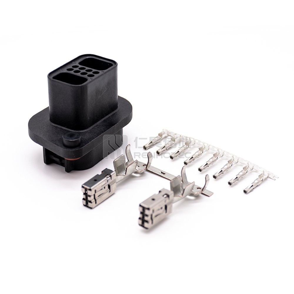 IP67 Hybrid Connector 2 + 8 power + signal Pins Plastic Right Angle Plug 100A for 16mm2 Cable and Socket for E-Bike
