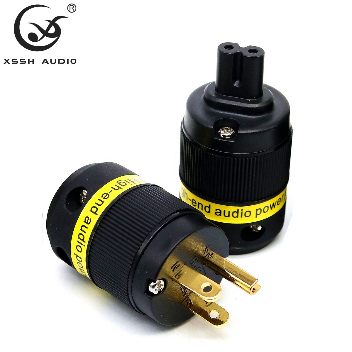 15A 20A Schuko Jack YIVO XSSH Audio DIY OEM Pure Copper Gold Plated HIFI Electrical US EU Power Male+IEC Female Connector Plug