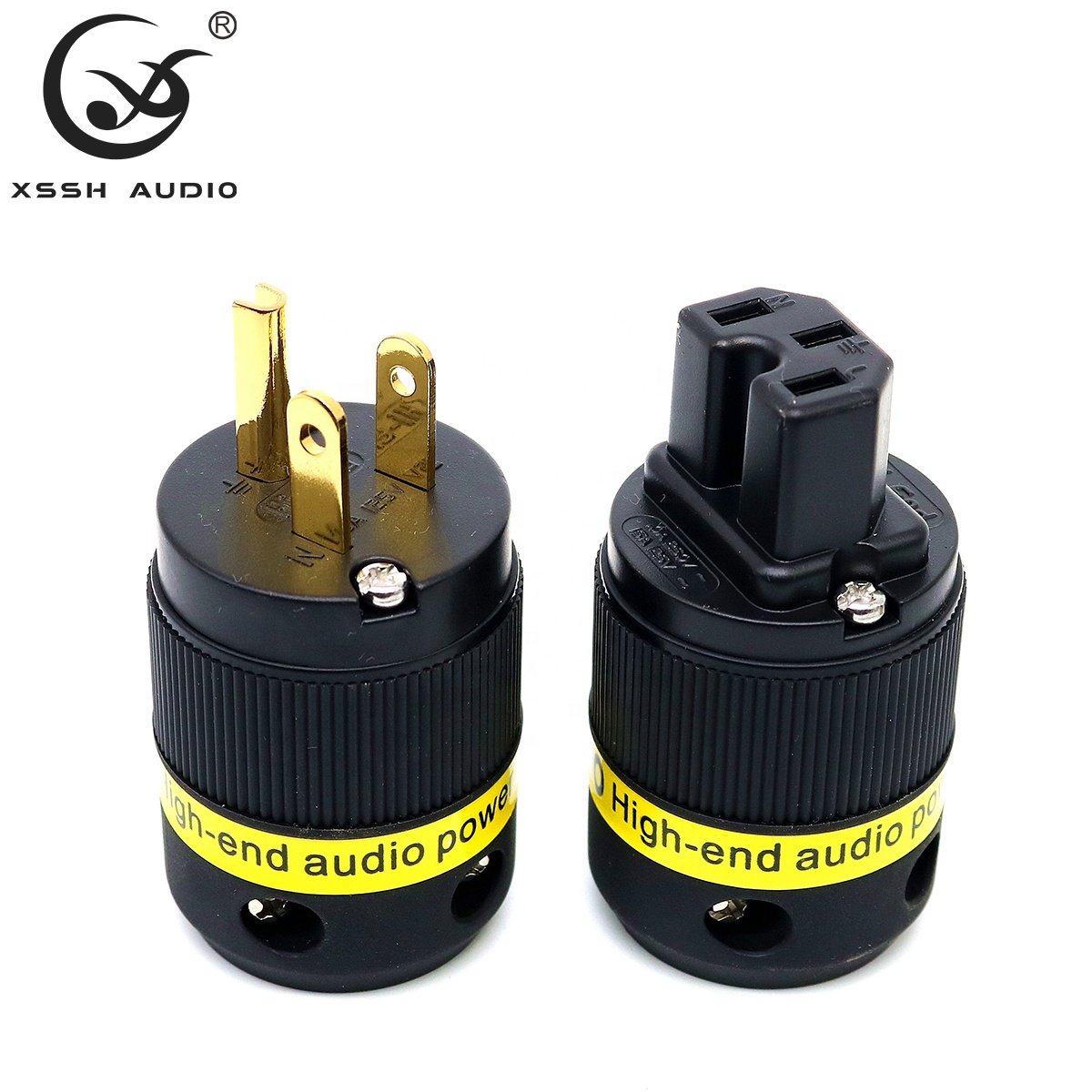 15A 20A Schuko Jack YIVO XSSH Audio DIY OEM Pure Copper Gold Plated HIFI Electrical US EU Power Male+IEC Female Connector Plug