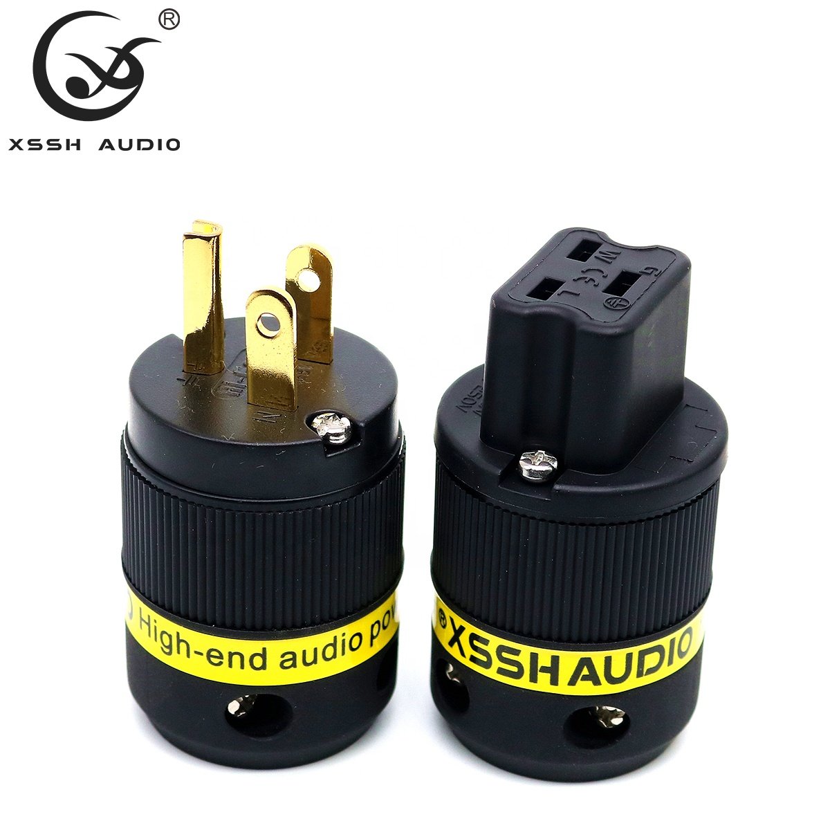 15A 20A Schuko Jack YIVO XSSH Audio DIY OEM Pure Copper Gold Plated HIFI Electrical US EU Power Male+IEC Female Connector Plug